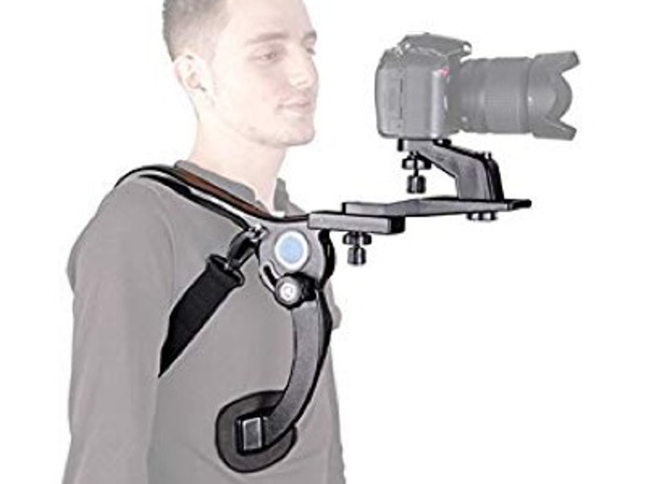 Hands free camera shoulder mount stabilizer 
