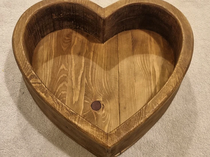 Heart-shaped wooden box for newborn photography