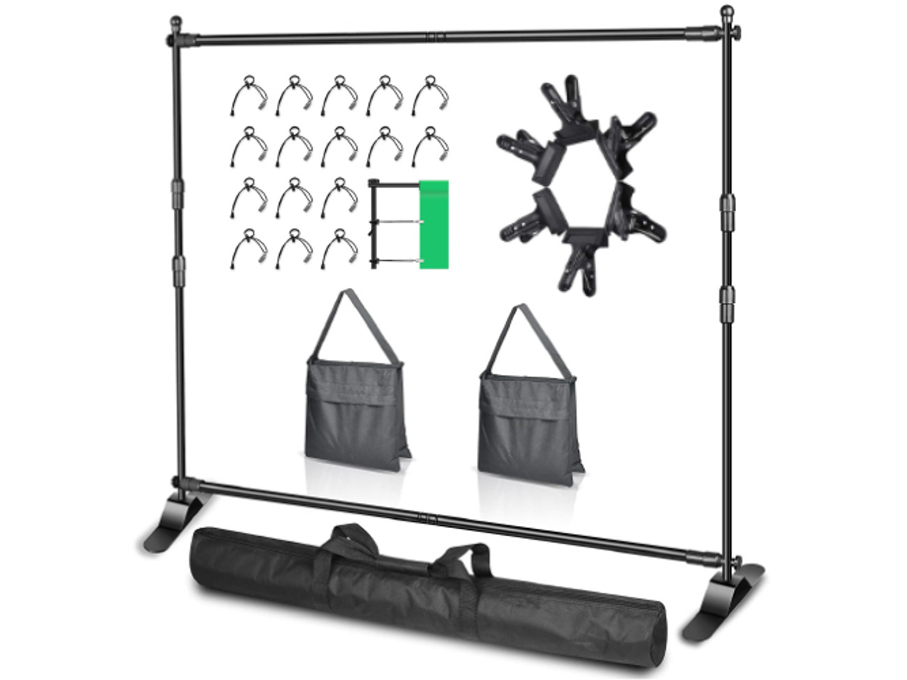 Heavy duty backdrop stand with clamps - 10x8ft /3x2.4m