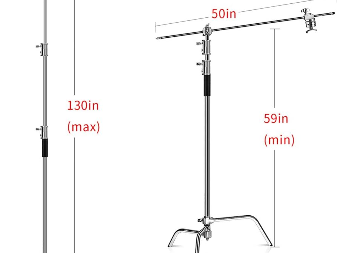 Heavy duty c-stand with hold arm, grip head and carry bag