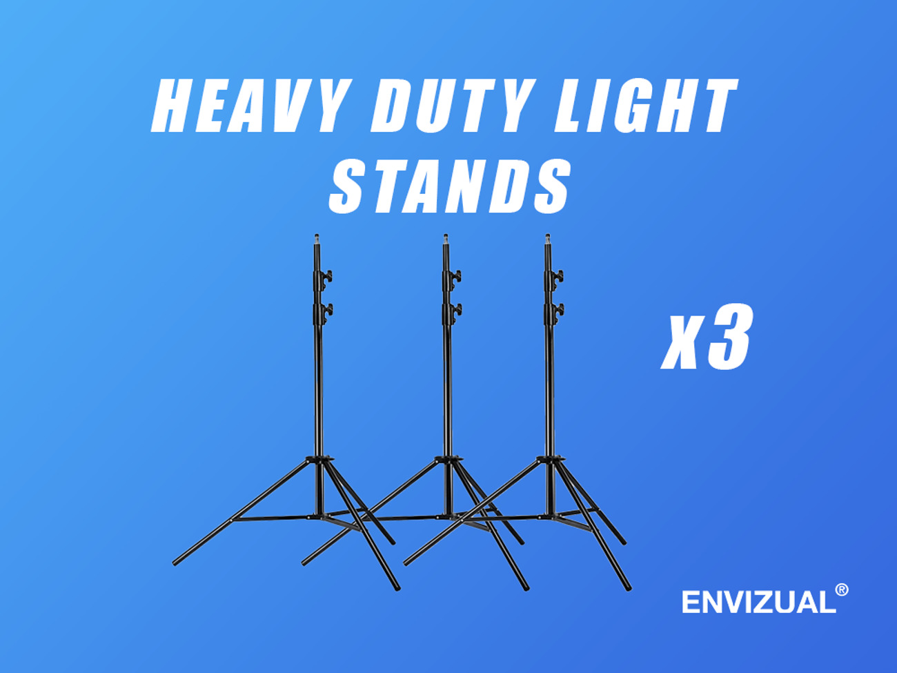 Heavy duty light stand x3 260cm 