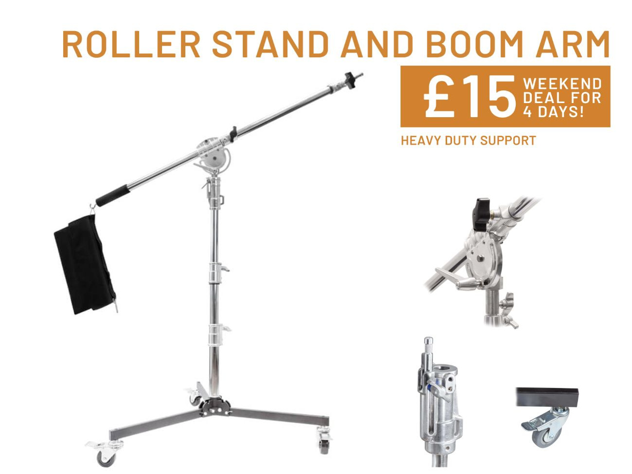 Heavy duty roller stand + extendable boom arm 