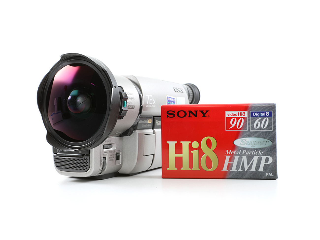 📹 sony hi8 cam trv65e kit w/ fisheye 