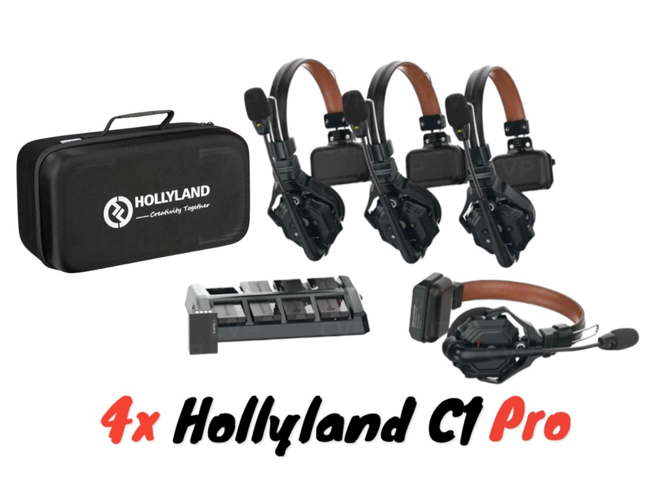 4x hollyland solidcom c1 pro 4x headsets crew monitor camera  set 4k