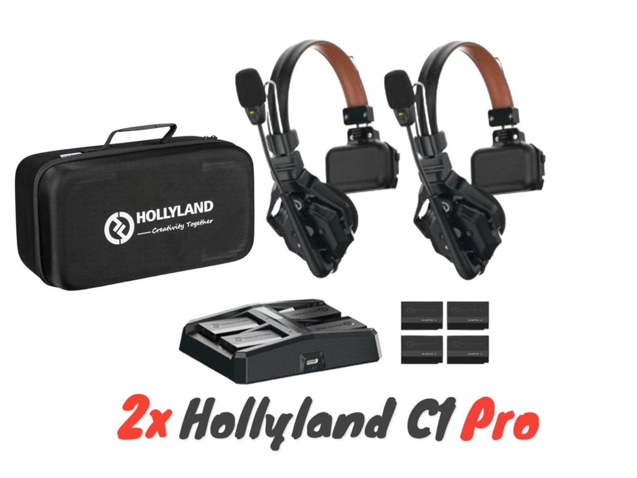 2x hollyland solidcom c1 pro headsets directors monitor camera 4k