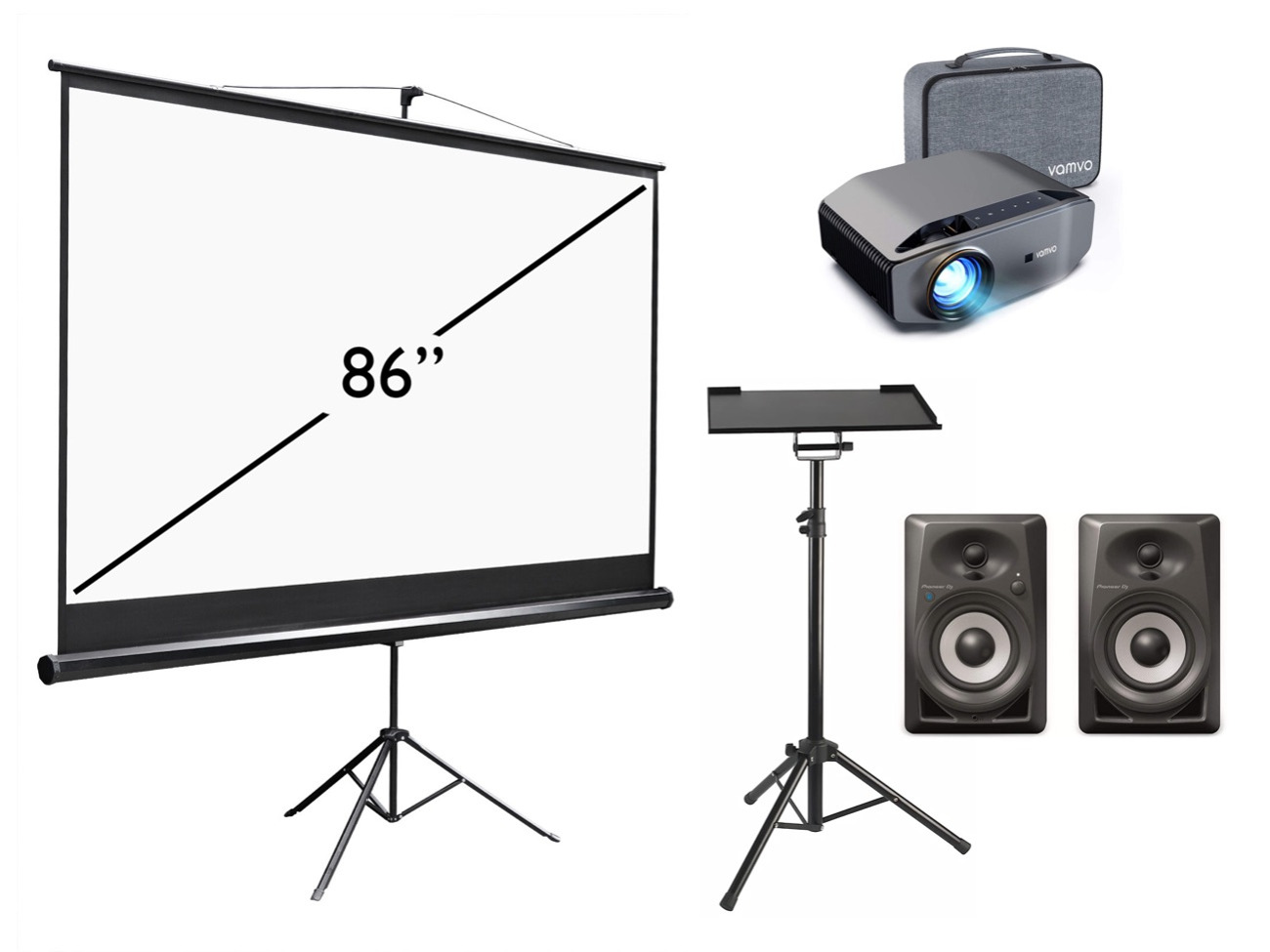 Home projector bundle / sound / screen / stand