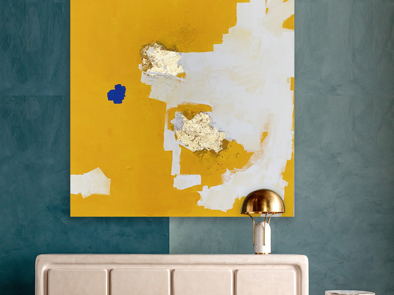 Huge canvas painting abstract 'sunburst' modern artwork  1.4m x 1.5m.