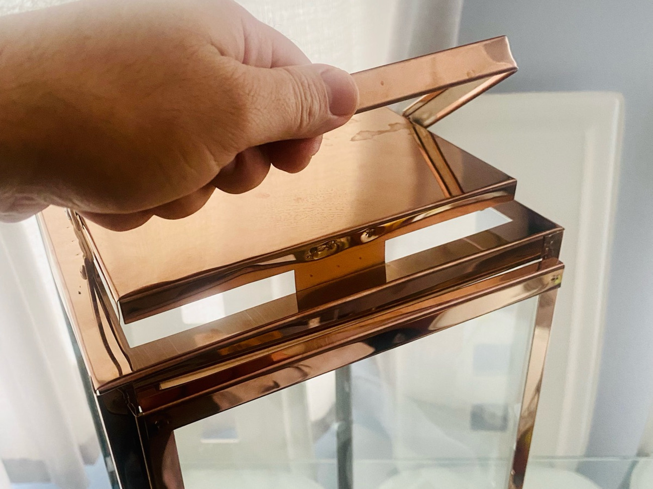 Rose copper lantern