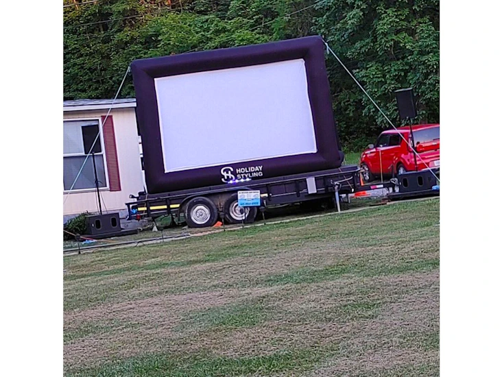 Inflatable outdoor movie screen & blower