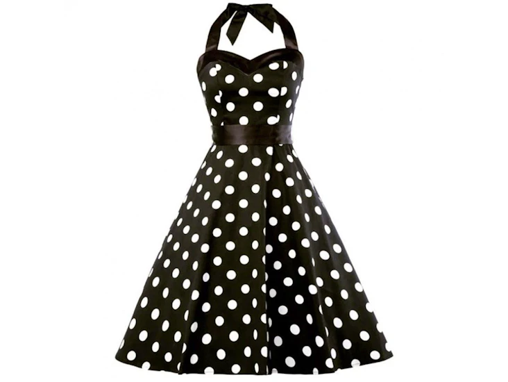 J41 1950's dress, black and white polka dot