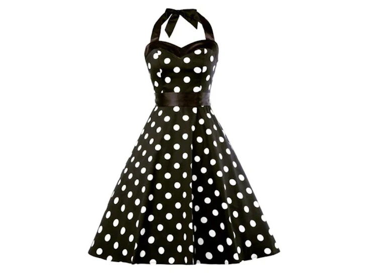 J42 1950's dress, black and white polka dot