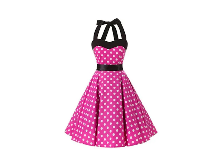 J45 1950's dress, pink polka dot, 2 pieces