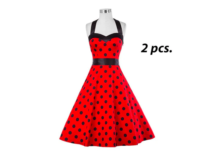 J47 1950's dress, red polka dot, 2 pieces