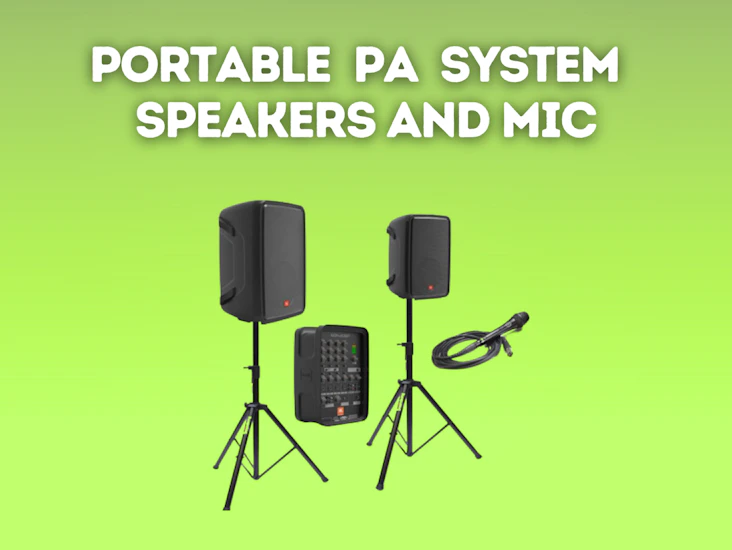 Jbl eon208p portable pa system - speakers and microphone