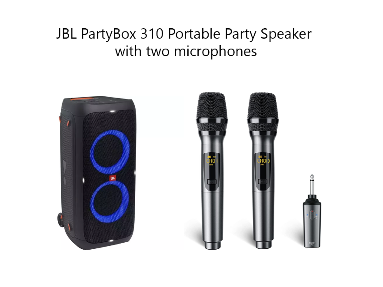 Jbl partybox 310 portable party speaker with two microphones