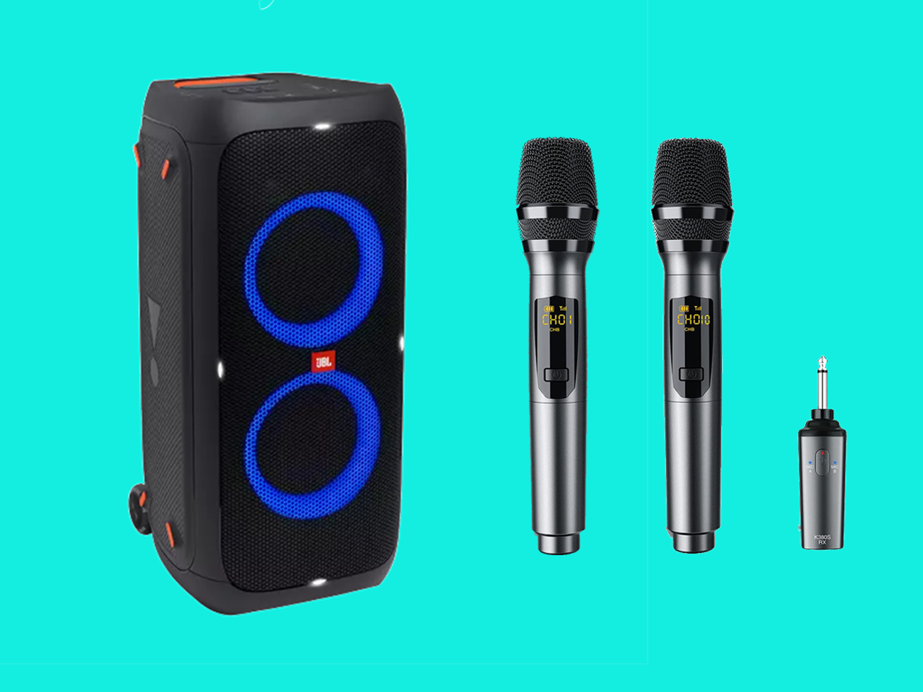 Jbl partybox 310 portable party speaker with two microphones