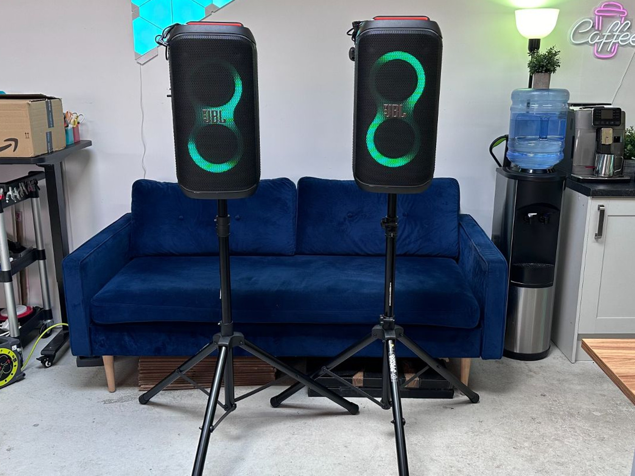 Jbl partybox club 120 bluetooth speaker stereo pair w/stands