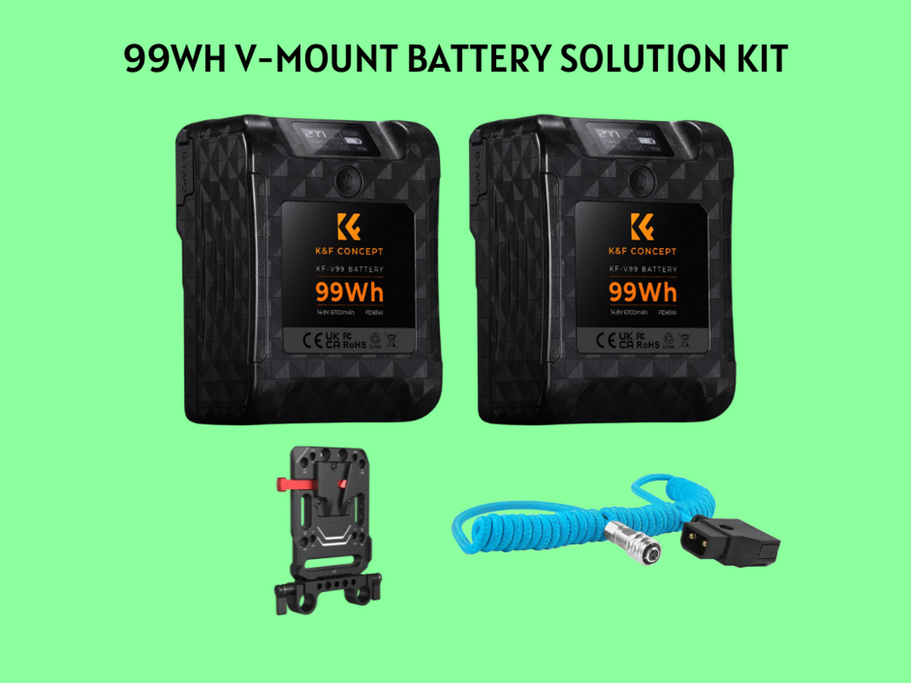 K&f 99wh mini v-mount battery set (w/ plate & 12v d-tap)
