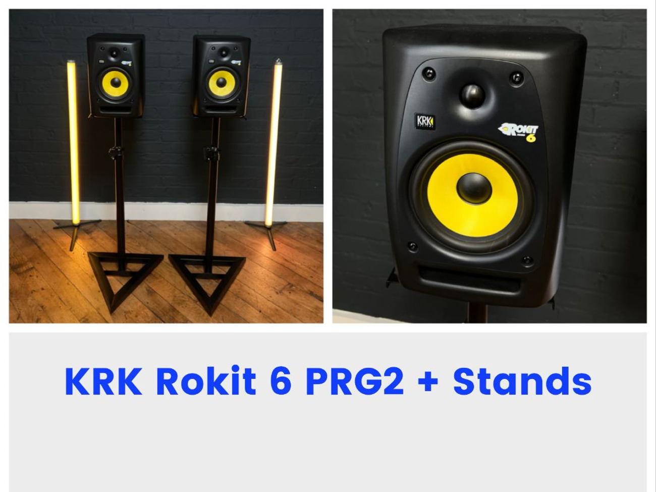 2x speakers krk rokit 6 gen 2 pair studio monitors + stands party dj xdj pat tested ✅