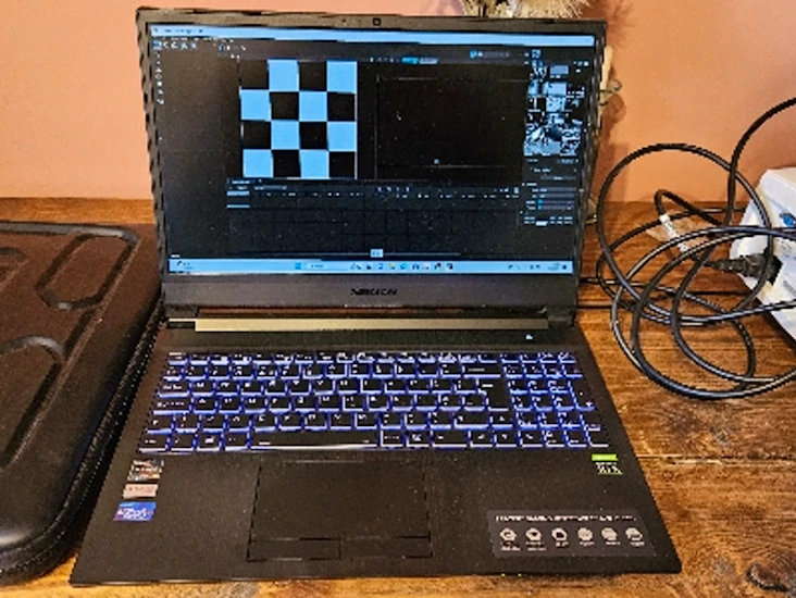 Laptop with projection mapping software