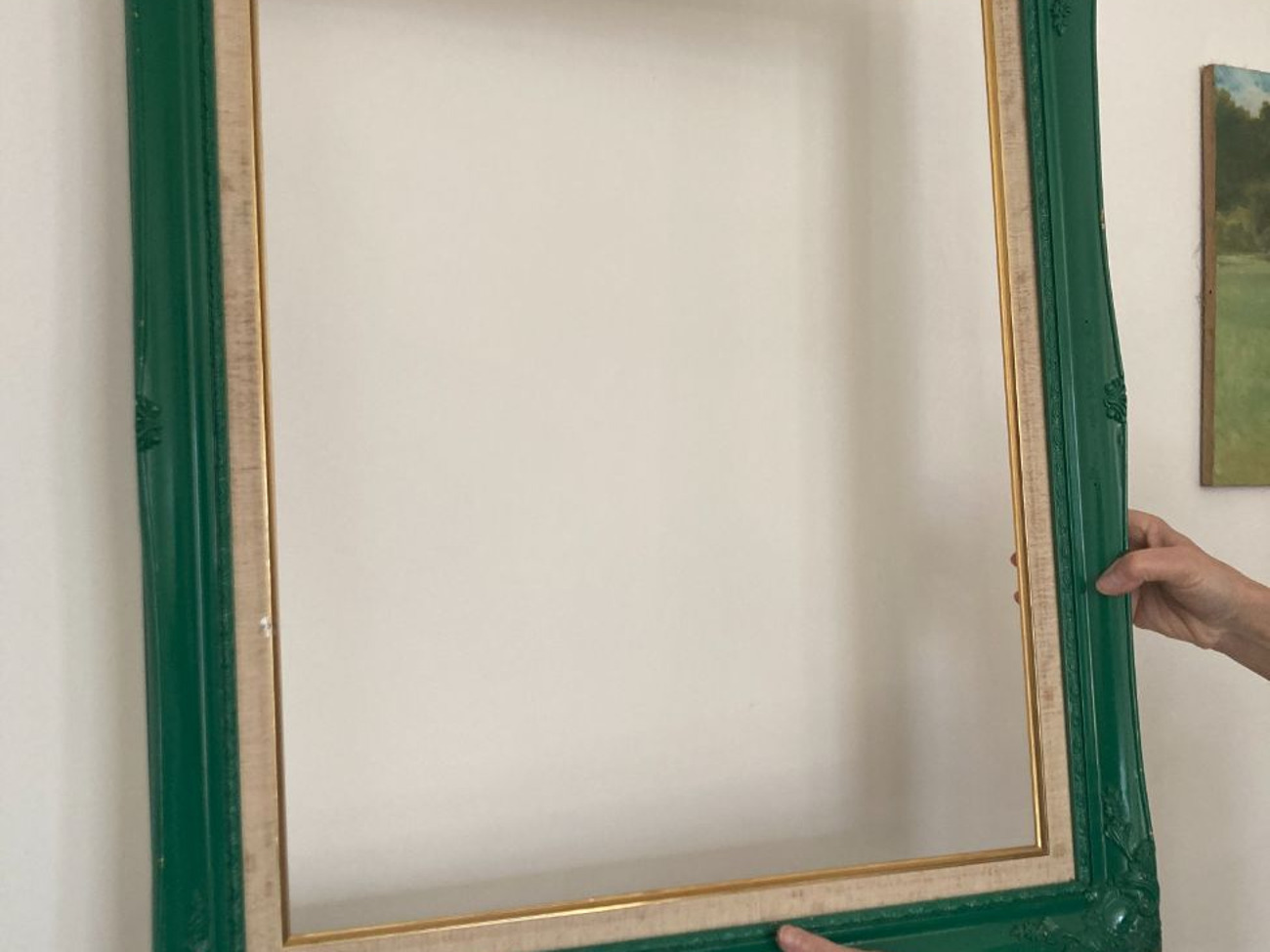 Large green and gold picture frame - props