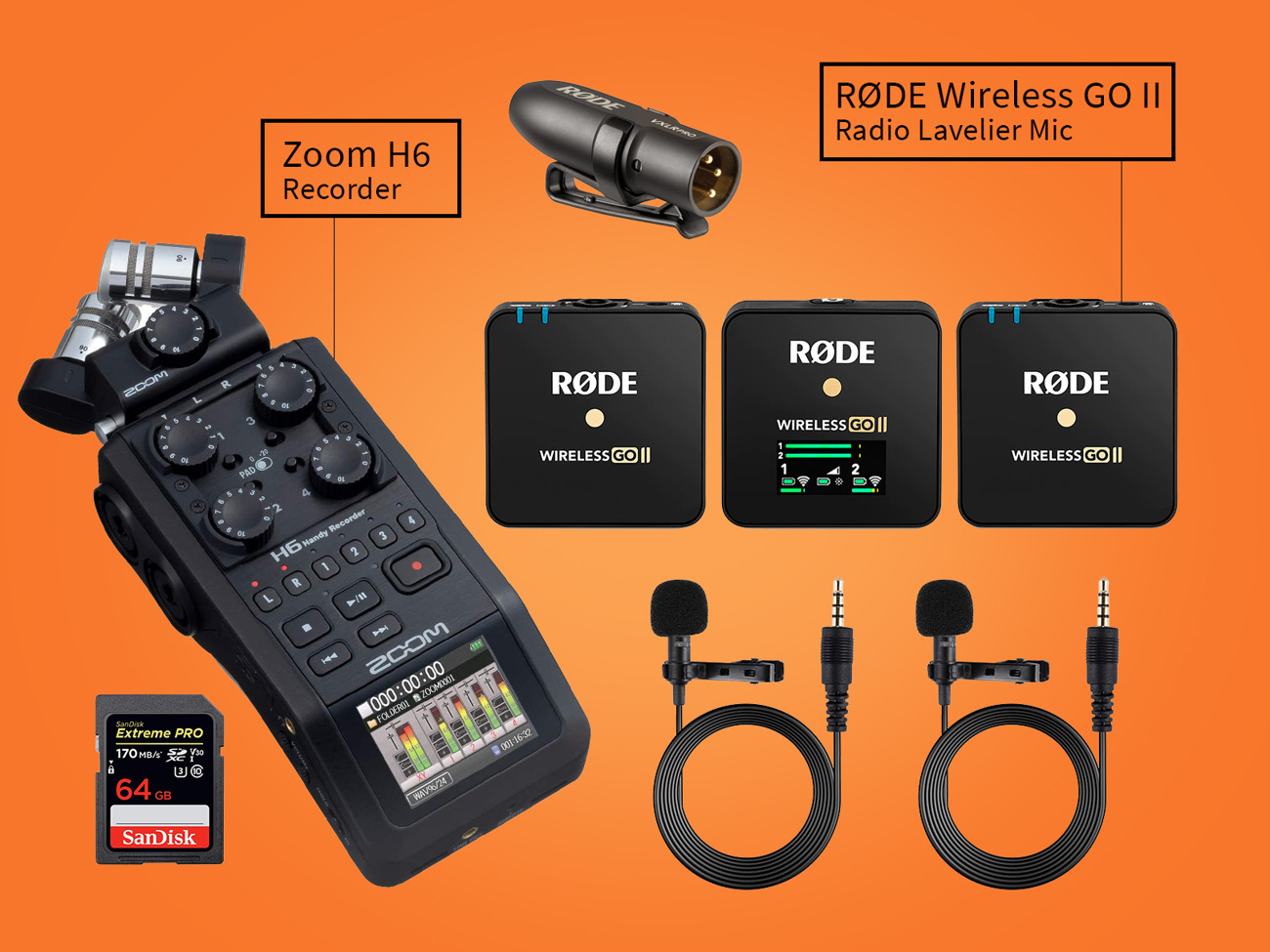 Lav mic - zoom h6 | rode go ii - interview kit