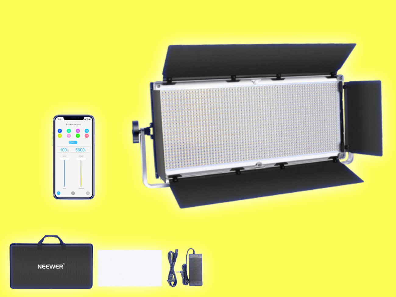 Large led panel dimmable 1904 neewer video light  app controlled