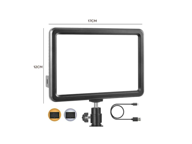 Led video light, dimmable panel built in battery