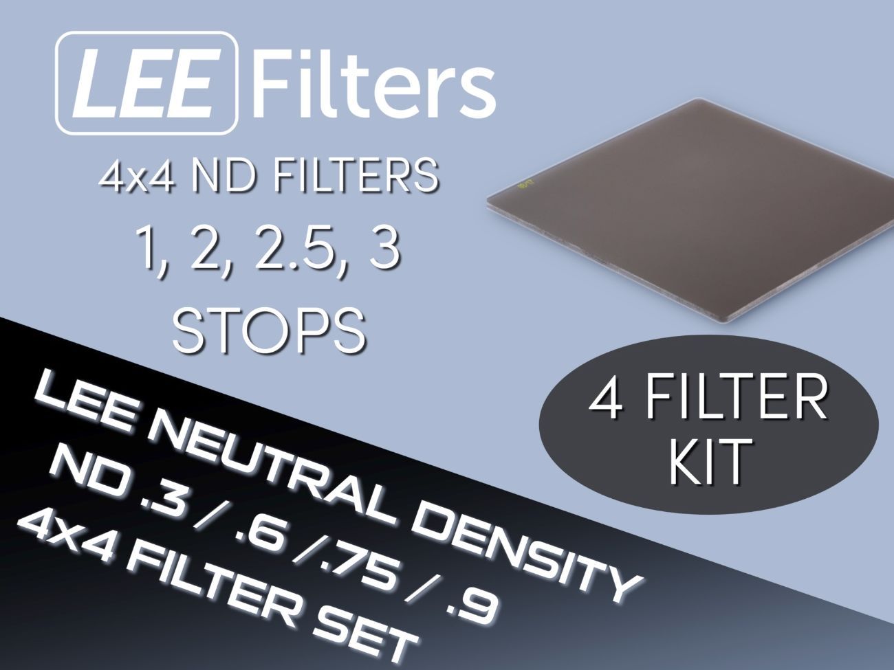 Lee 4x4 nd 0.3, 0.6, 0.75 + 0.9 filter kit