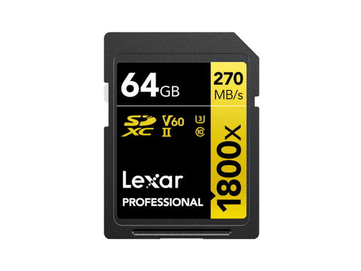 Lexar professional 64gb 1800x sd memory card