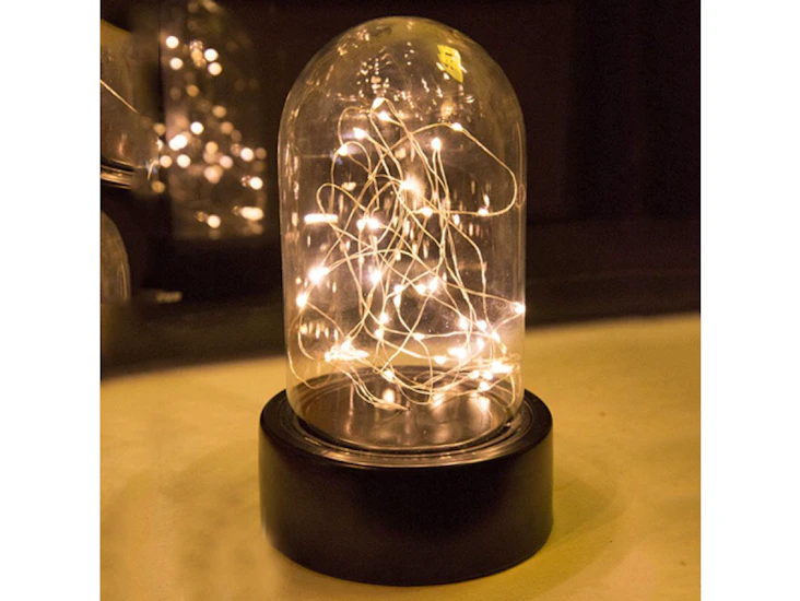 Light up glass cloche decor dome