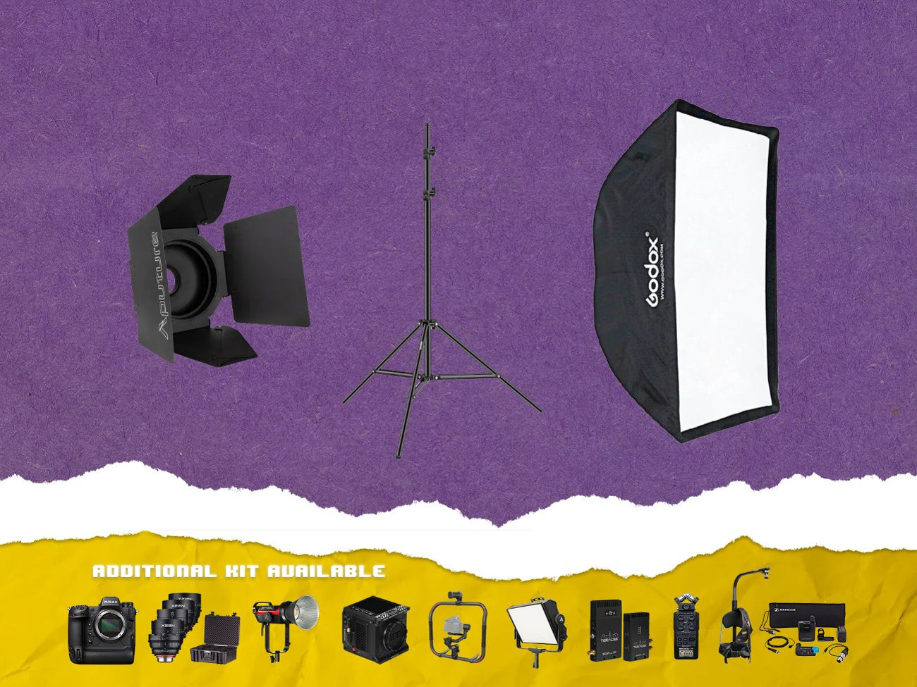 Lighting kit - softbox, stand and barndoors