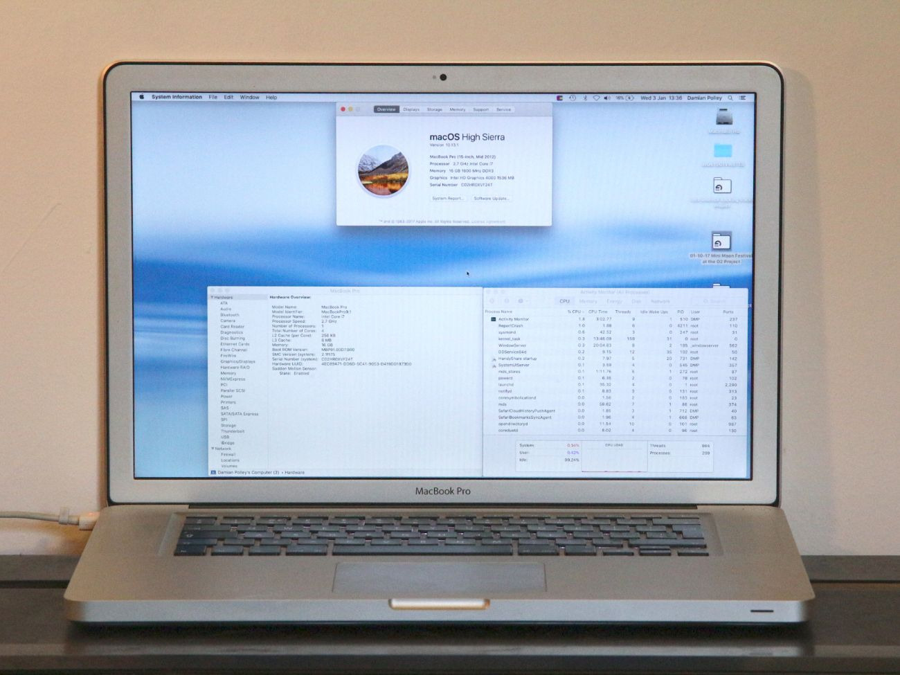 Macbook pro 15" 2.7ghz 16gb hi-res