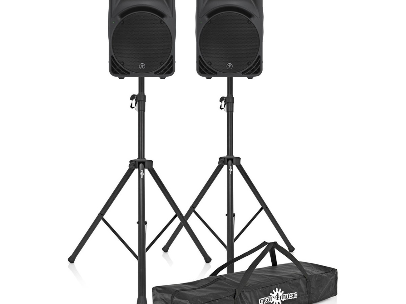 Mackie srm450 v3 active pa speaker pair with stands