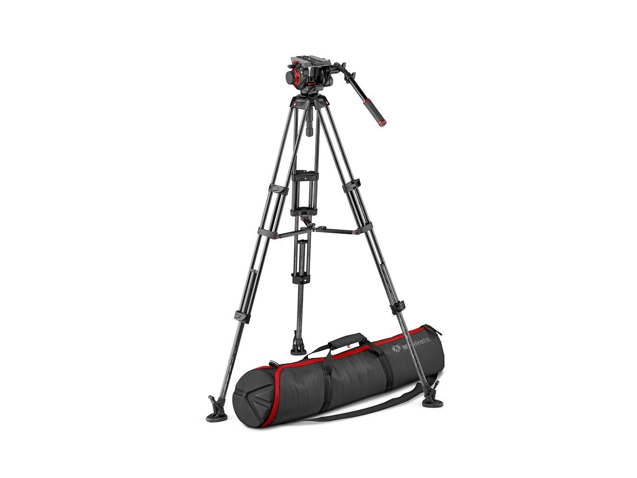 Manfrotto 504 video head with cf twin leg tripod ms 100/75mm