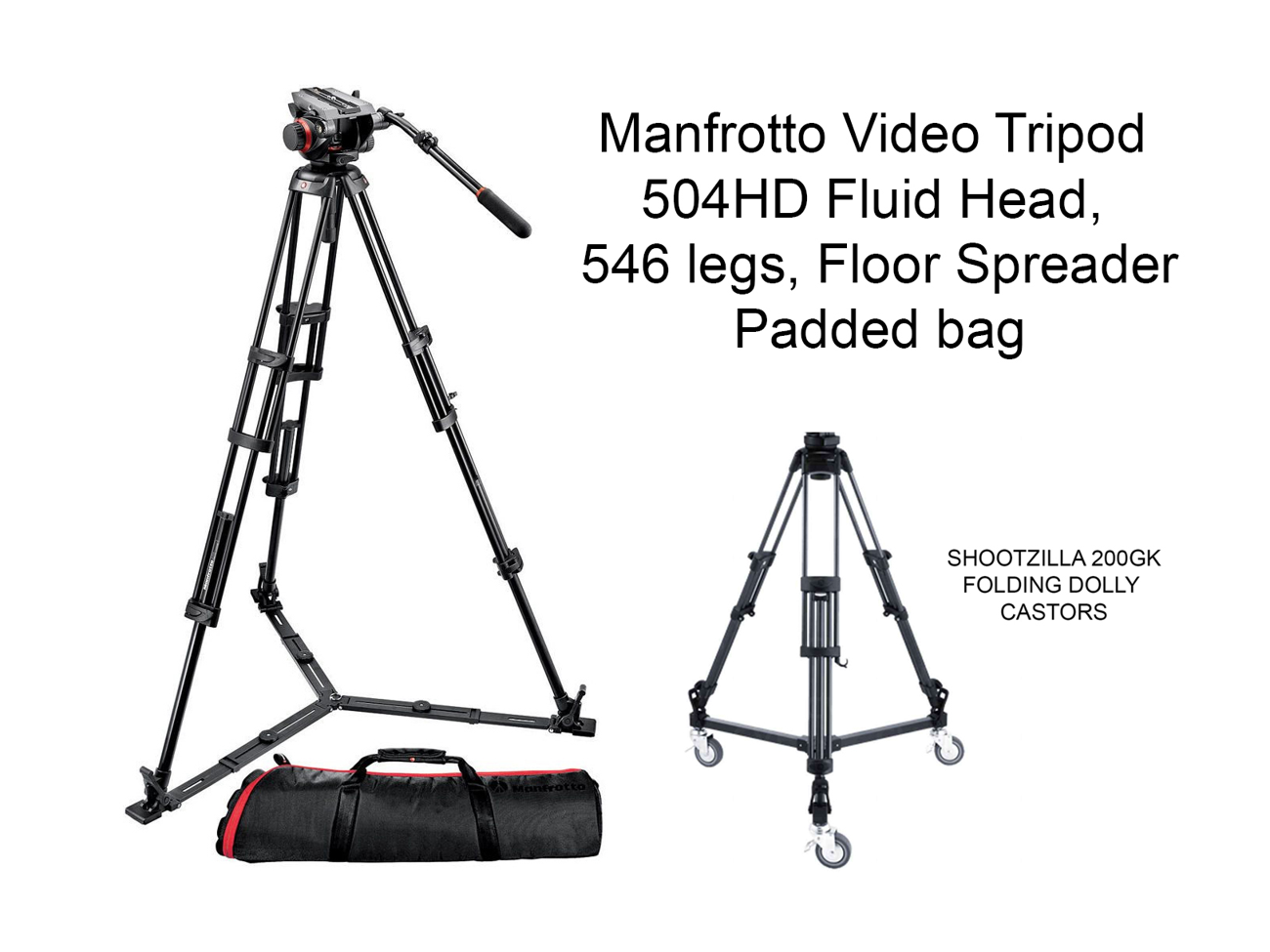 Manfrotto 546gb / video fluid head / dolly wheels / castors