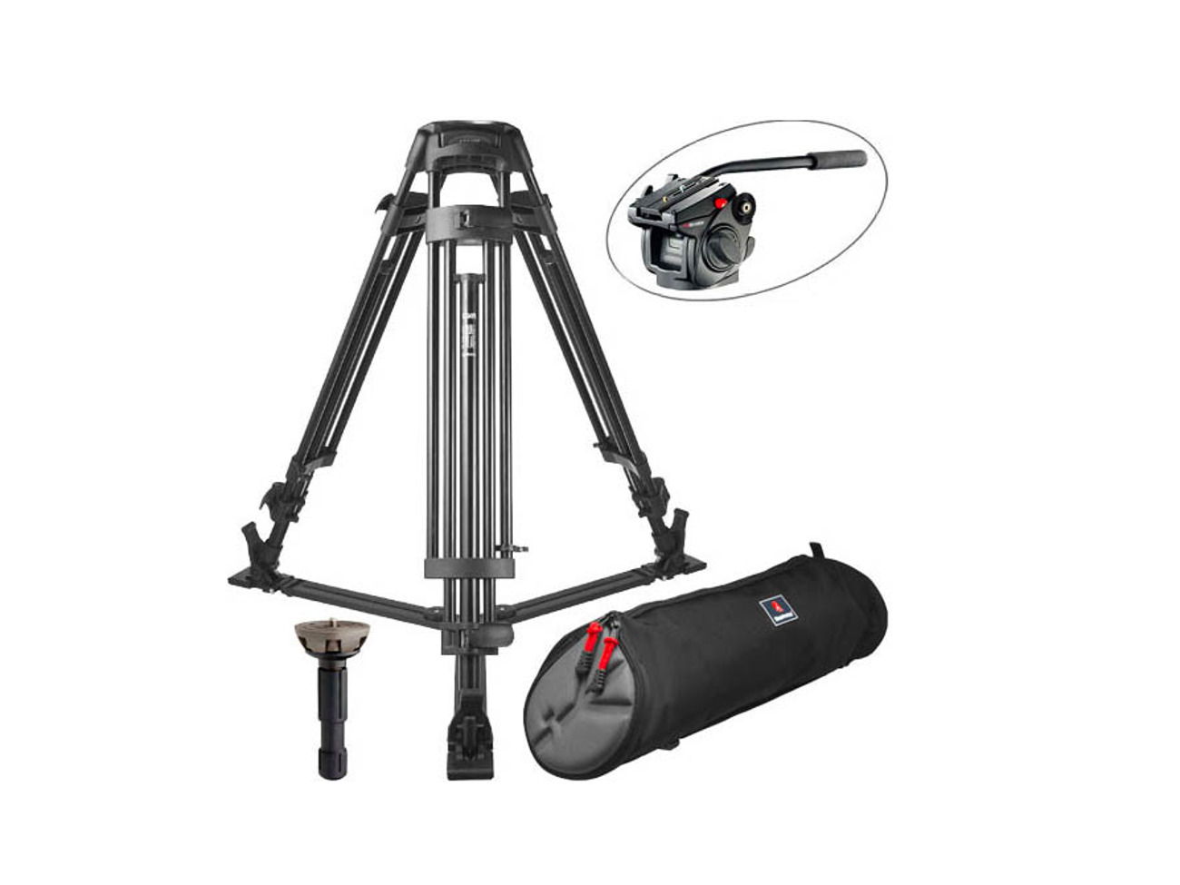 Manfrotto mvb tripod sticks with 503hd video head + case