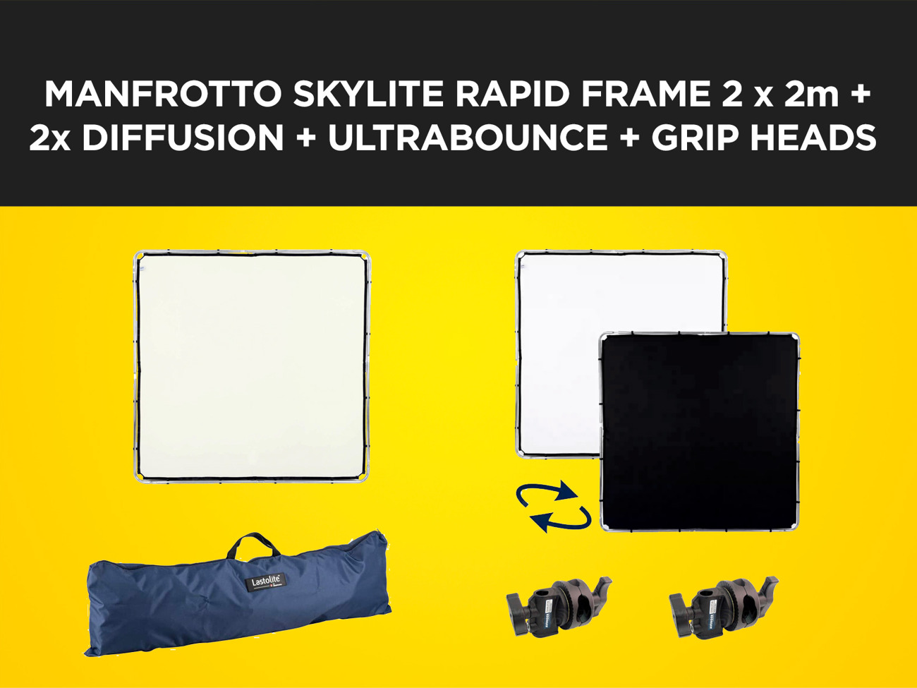 Manfrotto skylite 2x2m frame +diffusion +black/white bounce