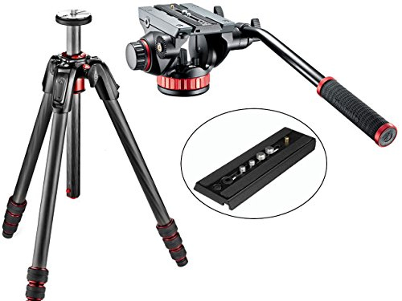 Manfrotto tripod 190 carbon fibre + video head hvh502ah