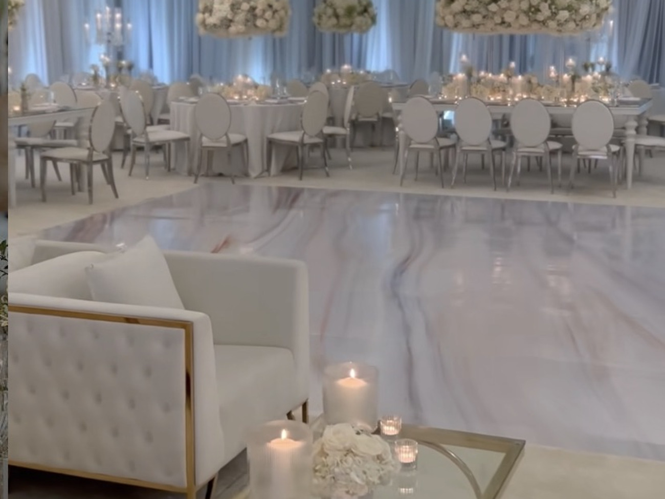 Marble dancefloor hire - porcelain slab 