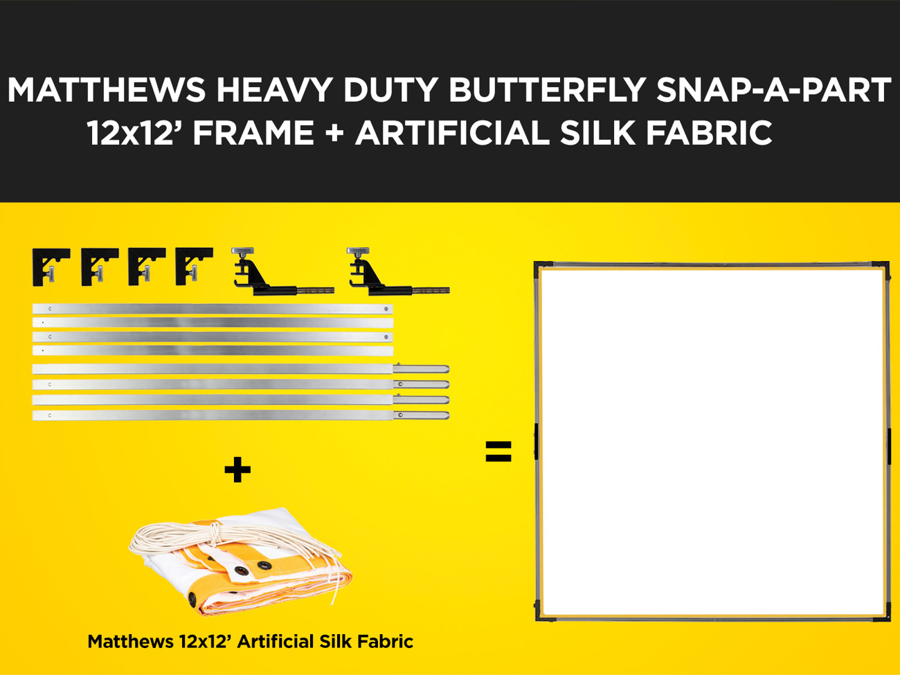 Matthews 12 x 12' overhead/butterfly snap-a-part heavy duty frame + artifical