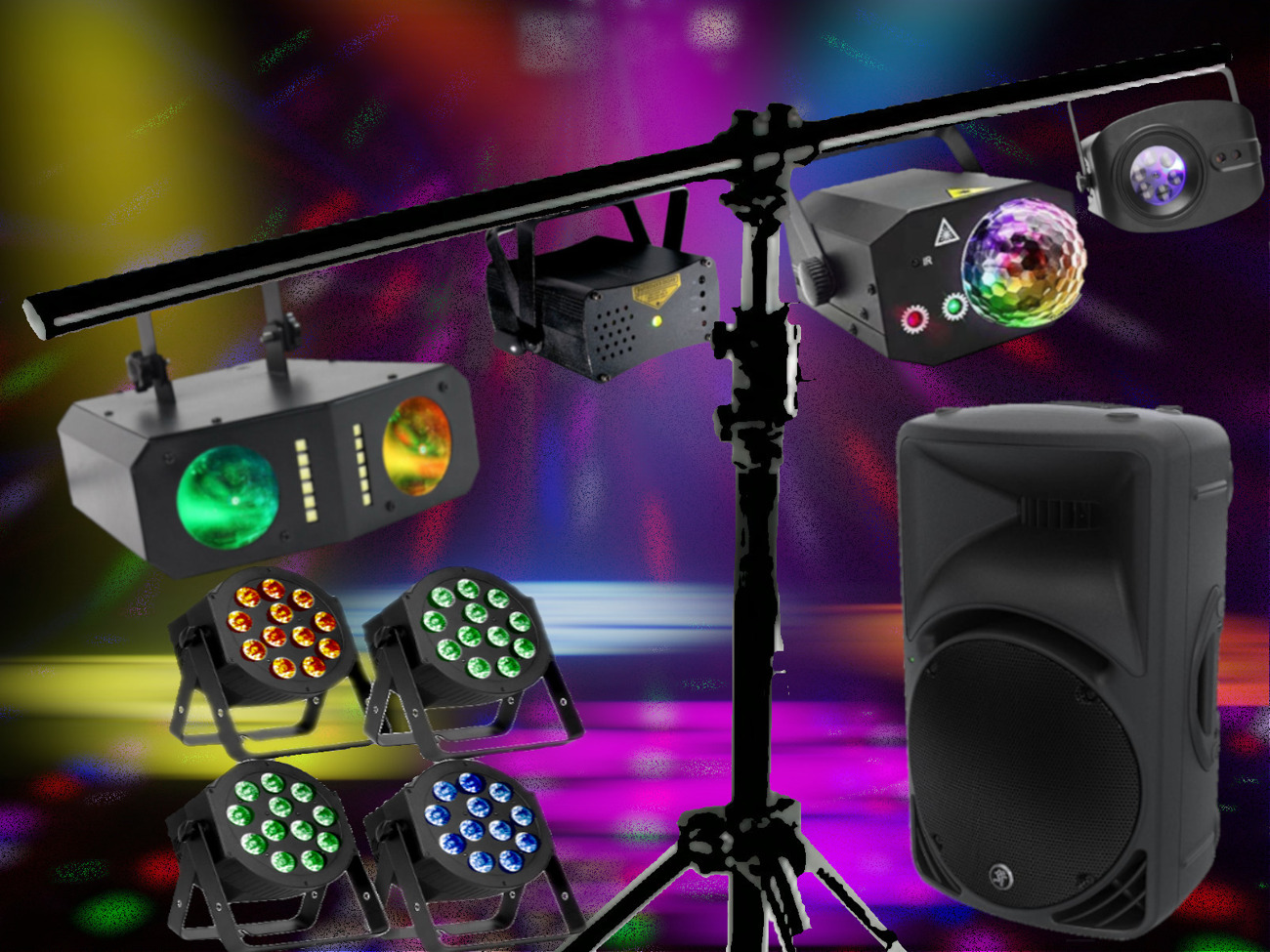 Medium party lighting & speaker package