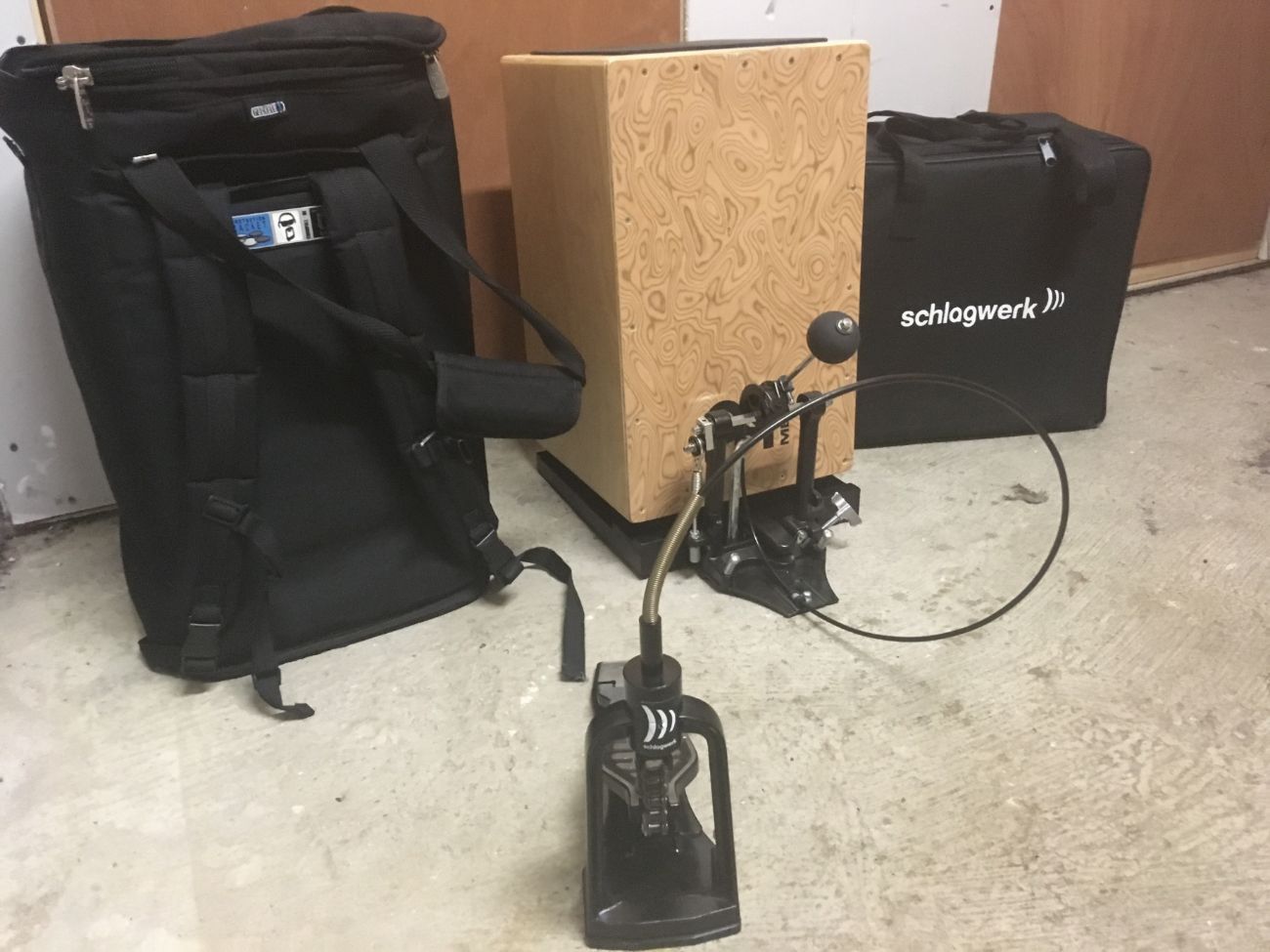 Meinl cajon & schlawerk cajon pedal (all cased) 