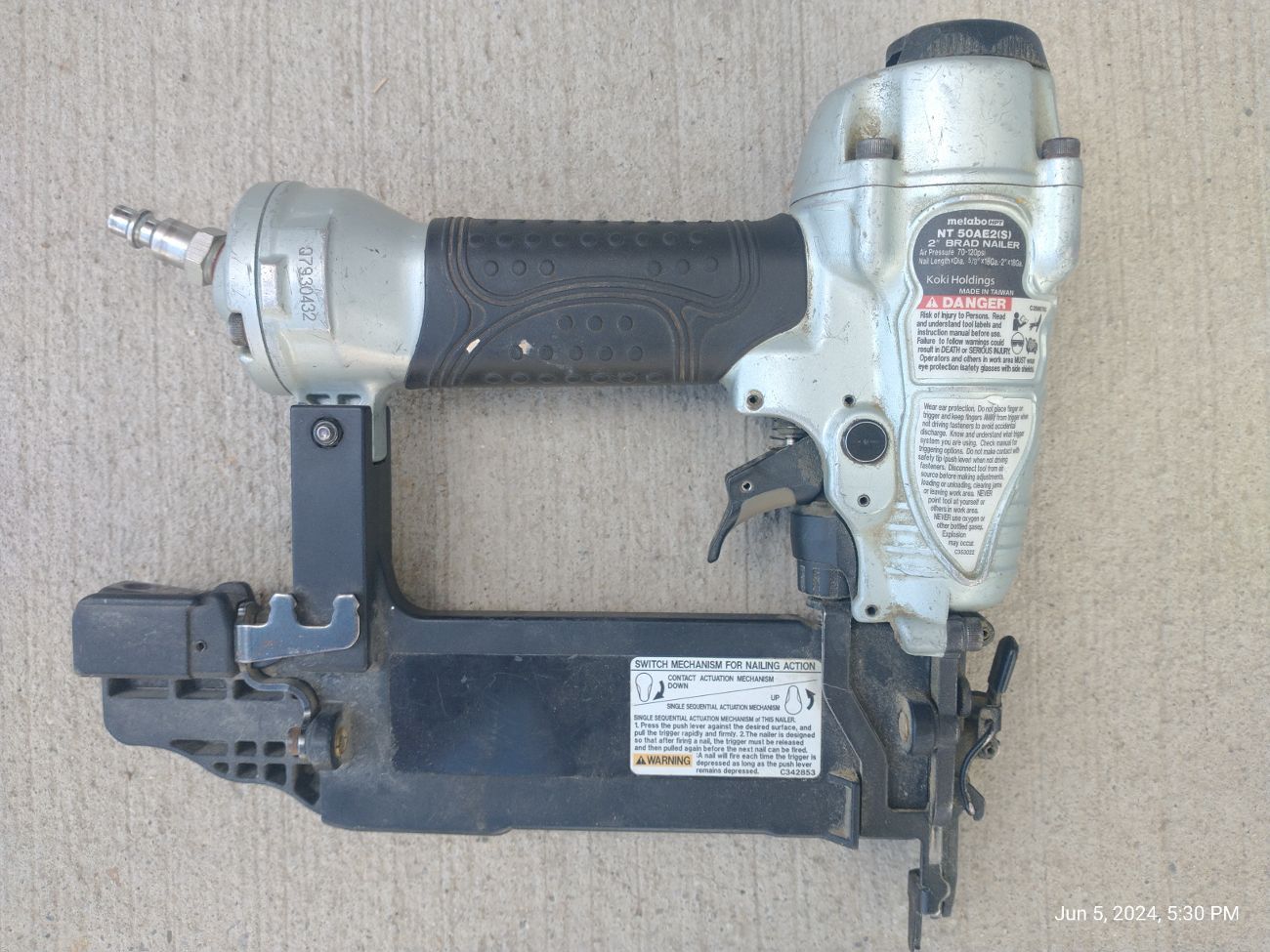 Metabo nt 50ae 2" 18ga brad nailer 