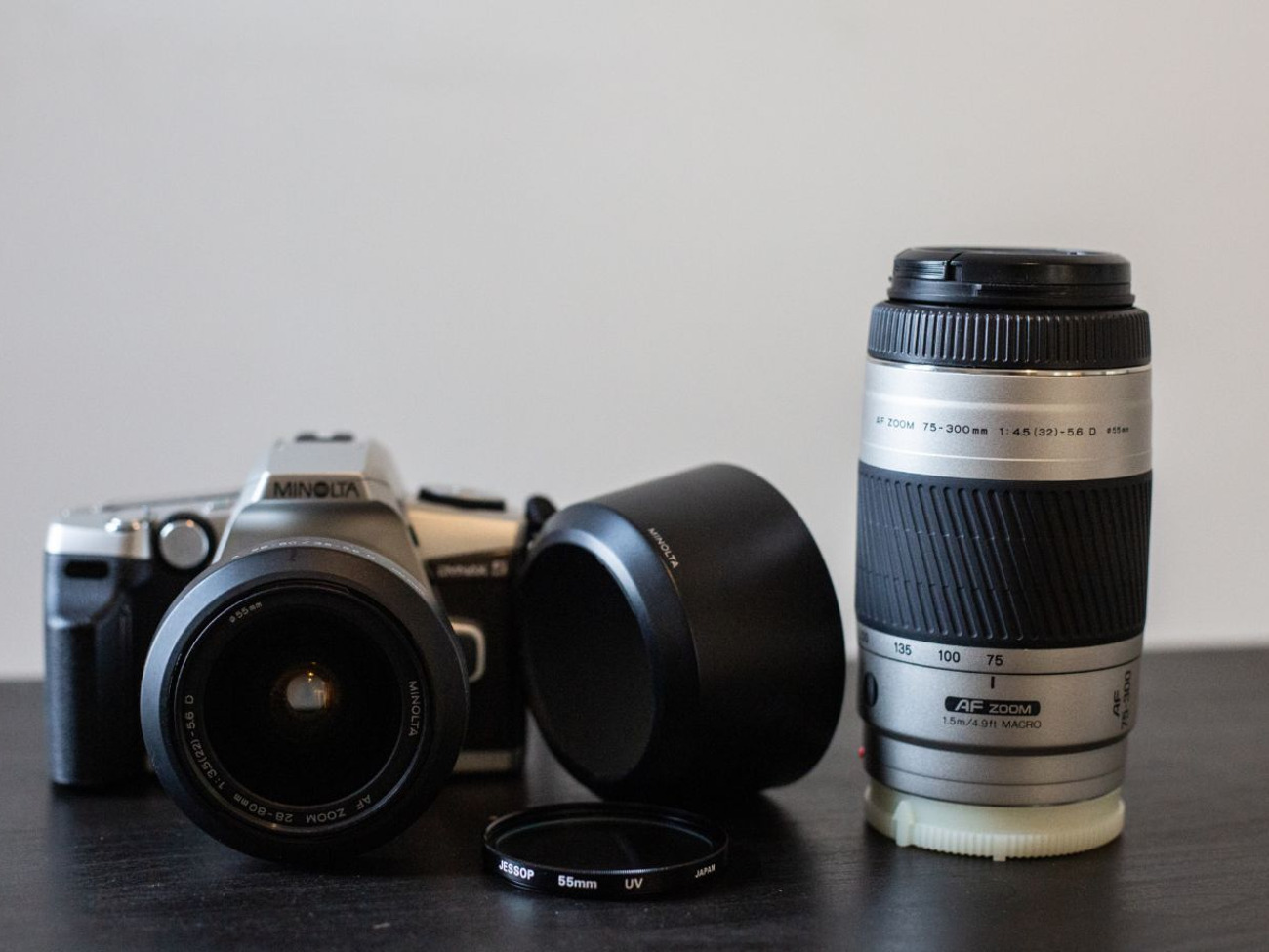 Minolta dynax 5 with 28 - 80mm lens and 75 - 300mm lens