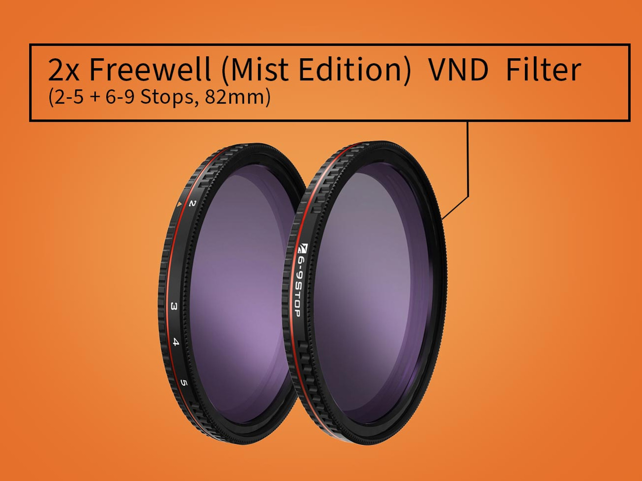 Mist edition vnd filters 2-5 + 6-9 stops 82mm + step-down