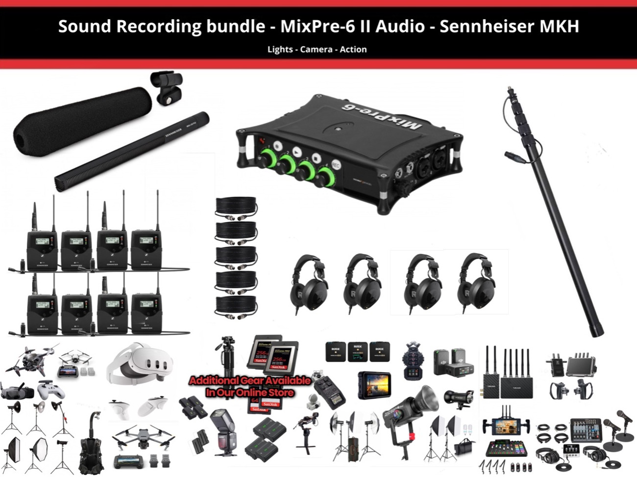 Mixpre 6 ii + sennheiser g4 + headphones + sennheiser mic 