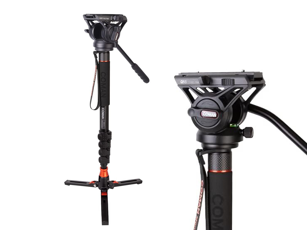 Monopod with swivel fluid head