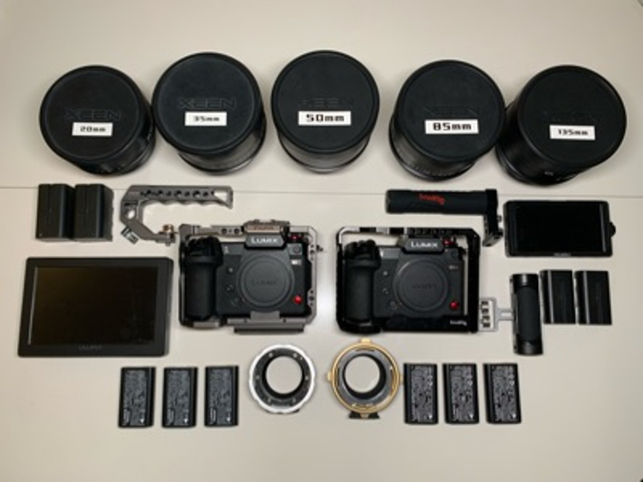 Multi cam bundle 2 x lumix s1h + 5 prime lenses 