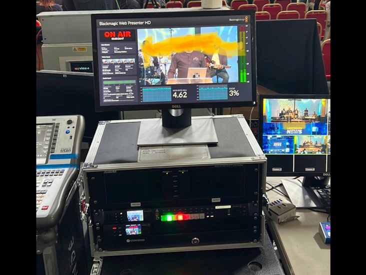 Multi camera live-streaming rig and operator. atem television studio hd